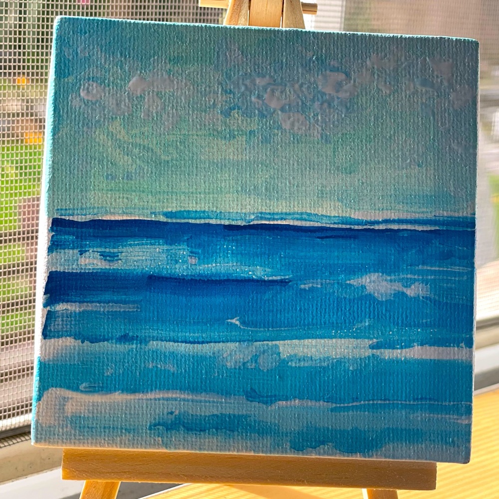 Art for inspiration! Painting of Ocean waves and Sky! Acrylic painting on canva